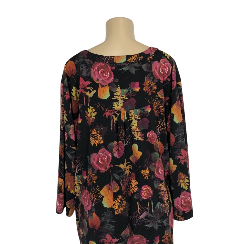 Serengeti Multicolor Floral Print Tunic Top Size 3X Button Front Boho Office - Picture 5 of 14